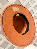 Hand-Burned Floral Western Hat with Turquoise Accent Band