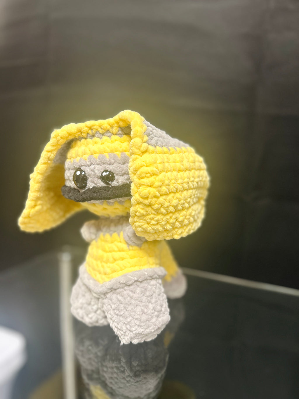 Handmade Crochet Mini Monster Plush Yellow & Gray Stuffed Plush Toy
