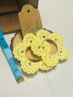 Handmade Crochet Flower Hoop Earrings Yellow Floral Dangle Earrings