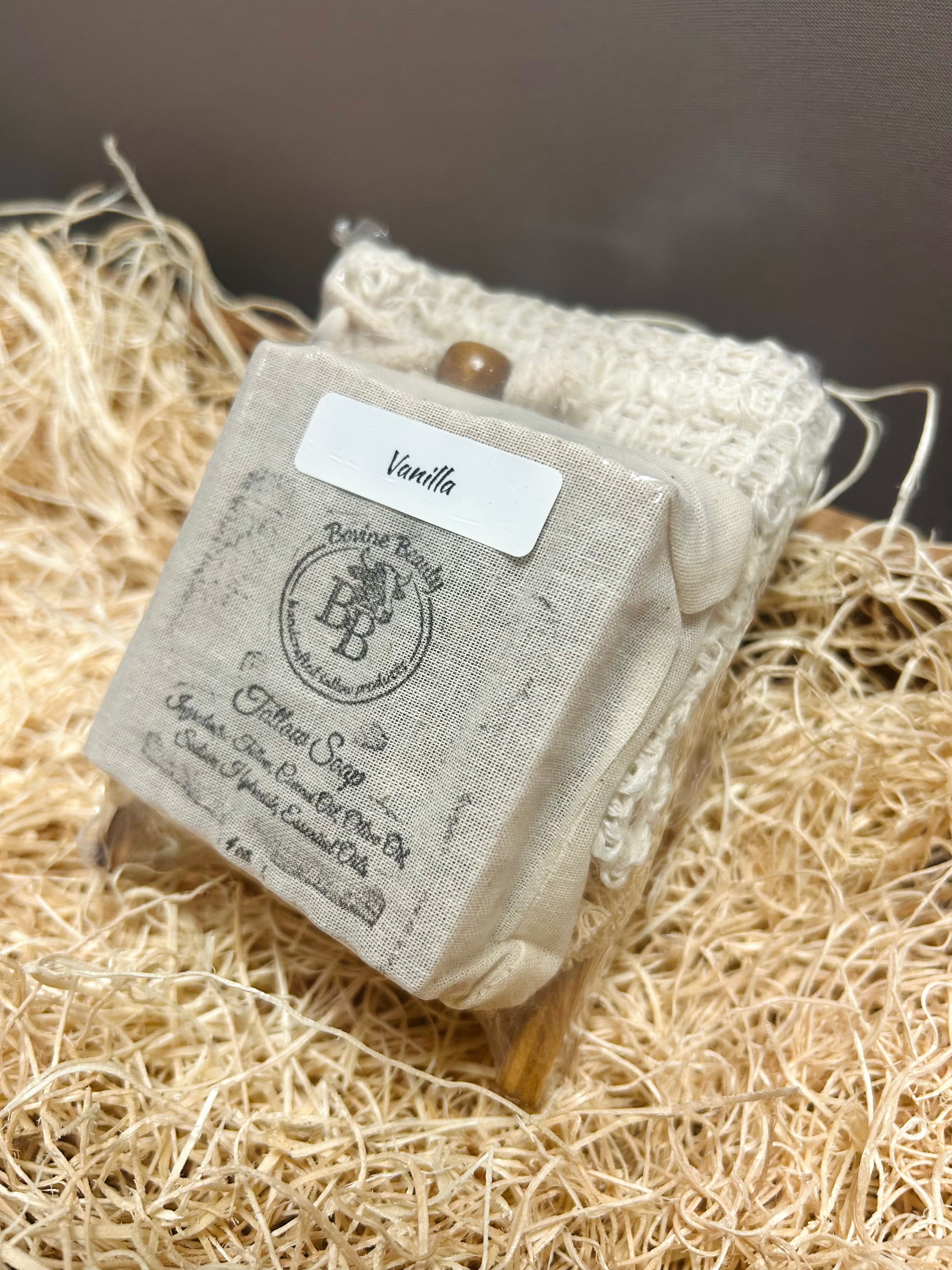 Vanilla Tallow Soap Gift Set with Exfoliating Soap Saver Bag