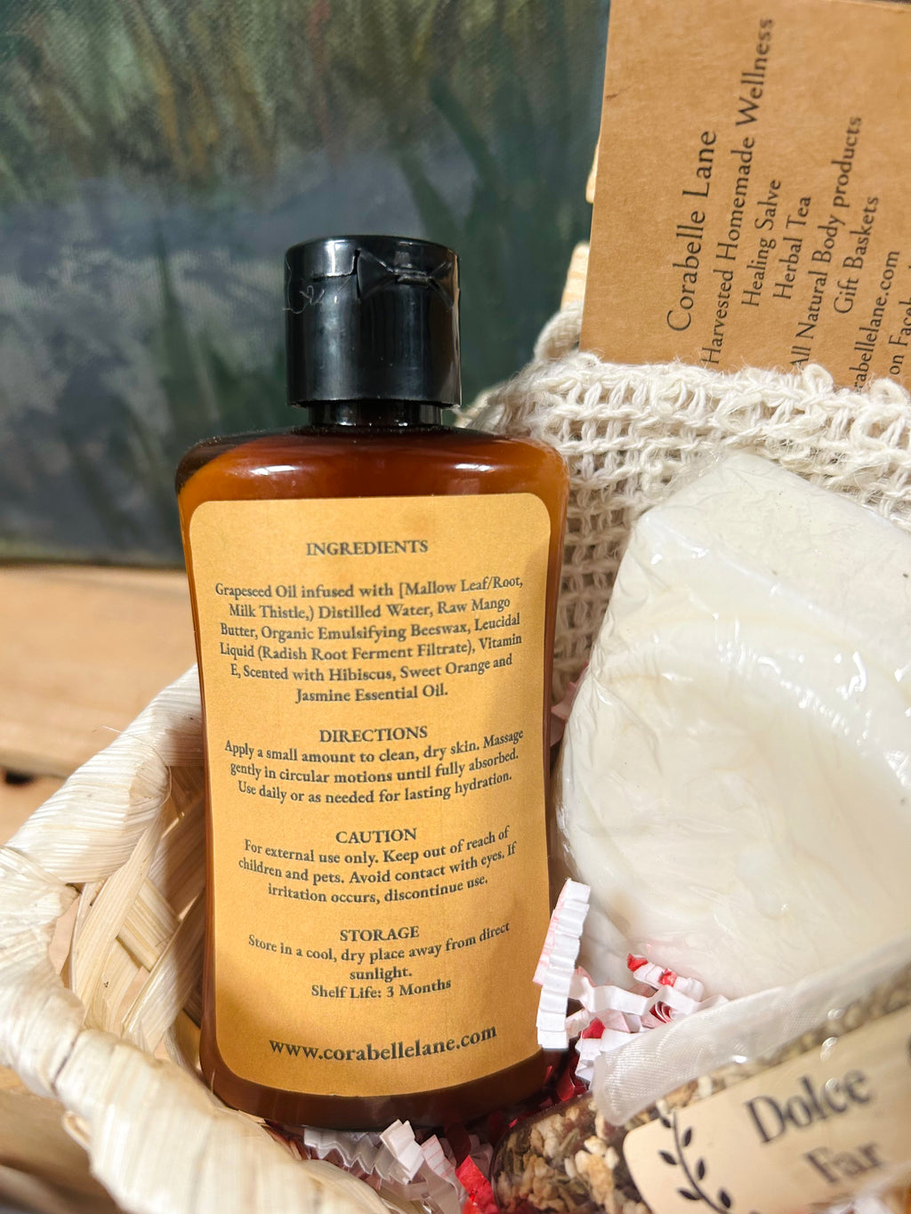 Spa Gift Basket with Handmade Lotion, Artisan Soap & Tea Gift Set