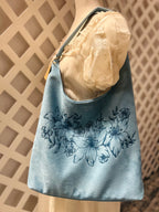 Hand-Burned Daylily Faux Suede Shoulder Bag with Matching Zipper Clutch