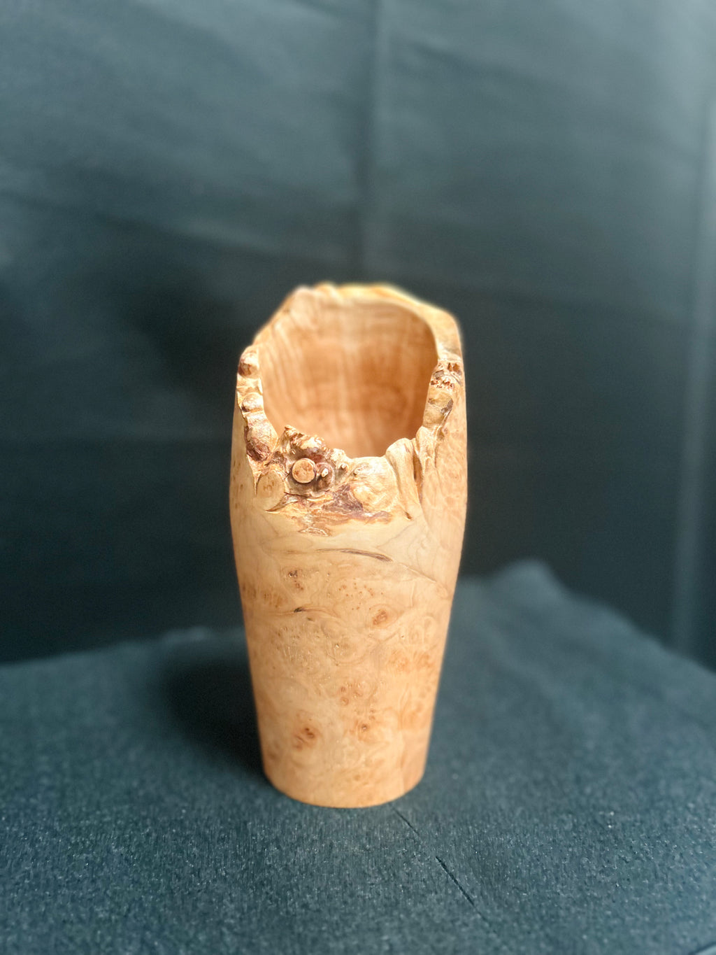 Handcrafted Maple Burl Wood Vase Live Edge Decorative Wooden Vase
