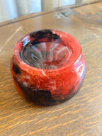 Walnut Wood & Red Resin Handcrafted Trinket Bowl