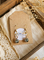 Blue Rhinestone Ladybug Gold Dangle Earrings