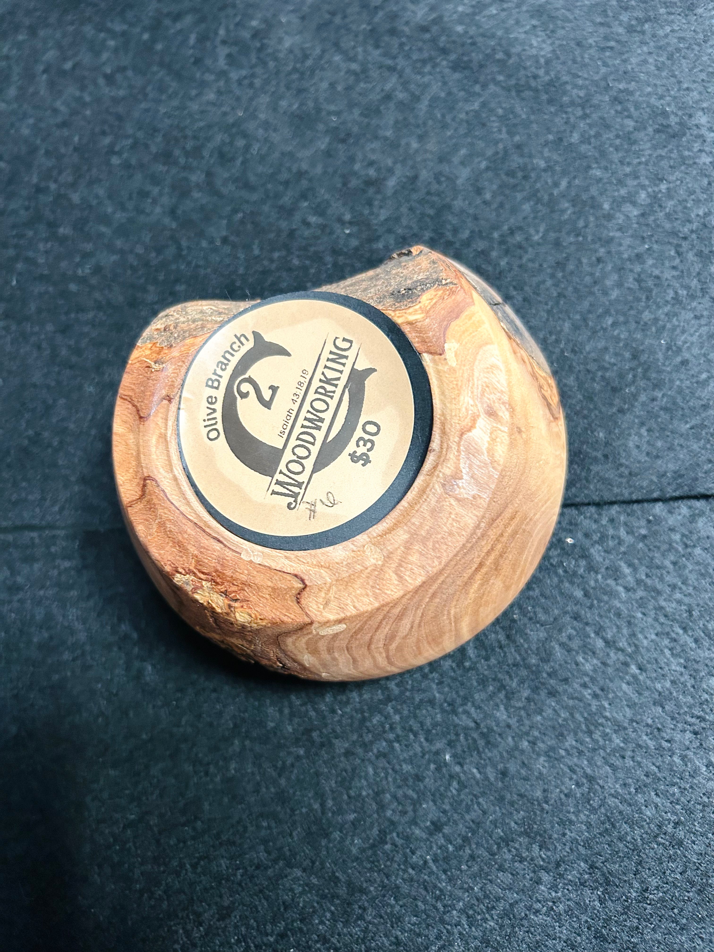 Handcrafted Olive Wood Bark Edge Trinket Bowl Rustic Natural Wood Catchall