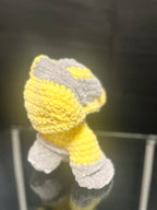 Handmade Crochet Mini Monster Plush Yellow & Gray Stuffed Plush Toy