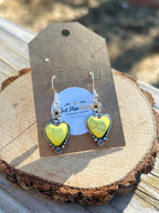 Yellow Heart & Floral Dangle Earrings