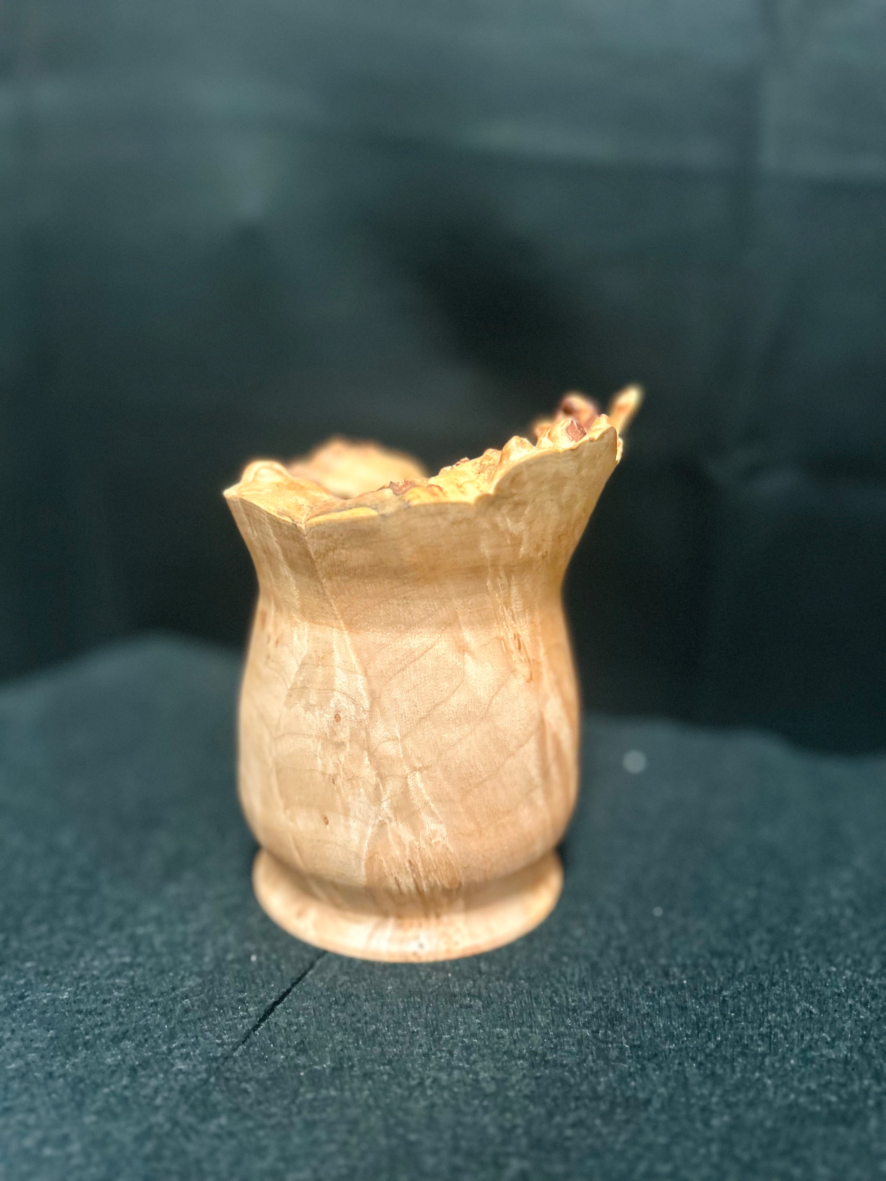 Handcrafted Maple Burl Hollow Form Decorative Wood Vase Live Edge Rustic Home Décor
