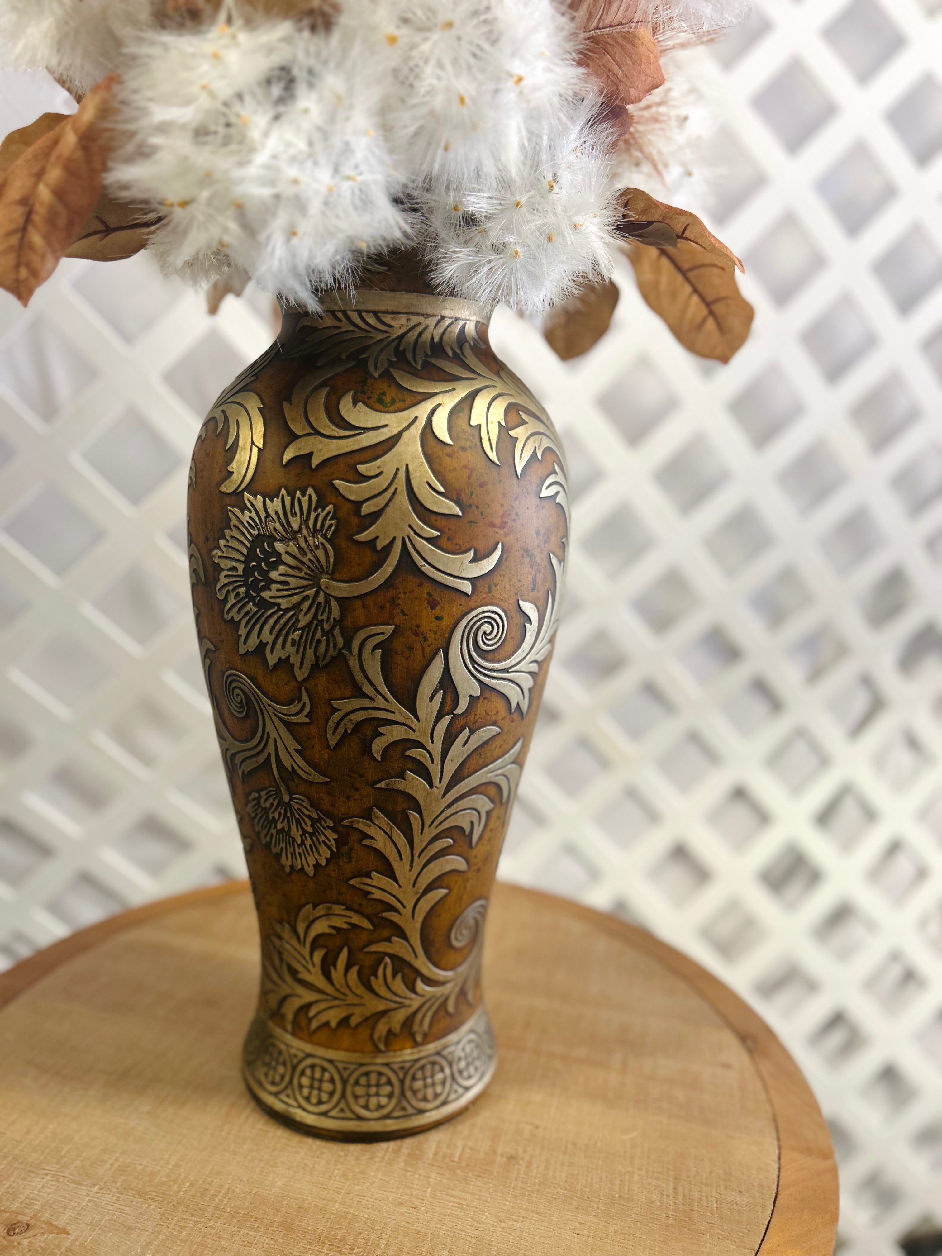 Rustic Woodland Fall Floral Arrangement in Decorative Vase