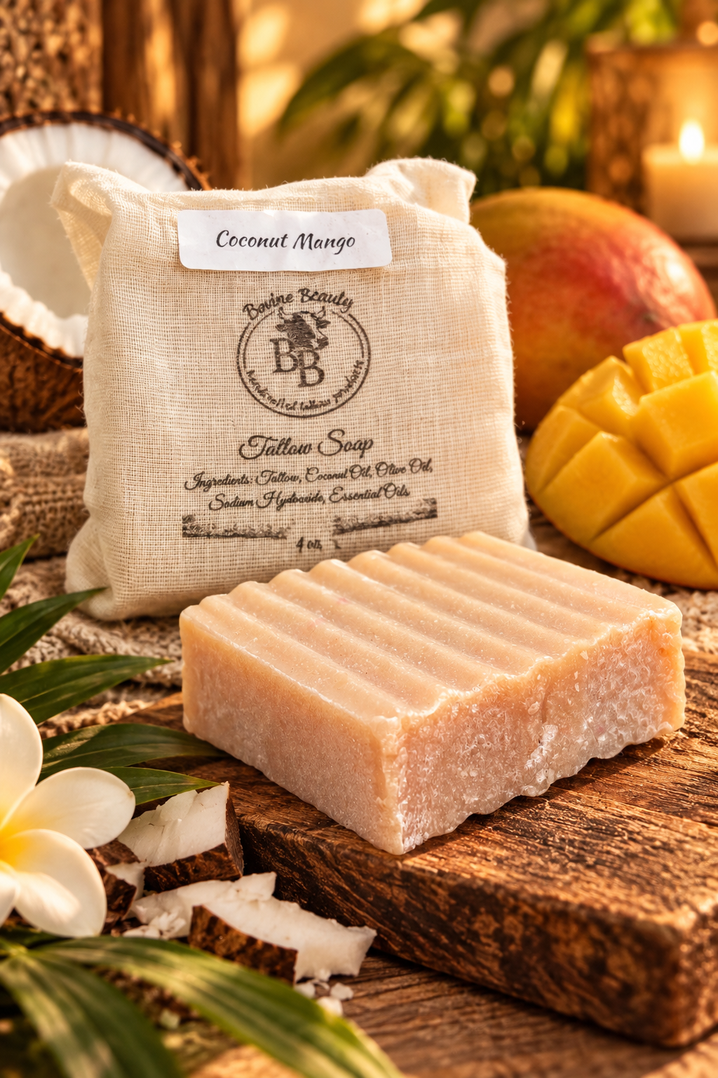 Coconut Mango Tallow Soap – 4 oz