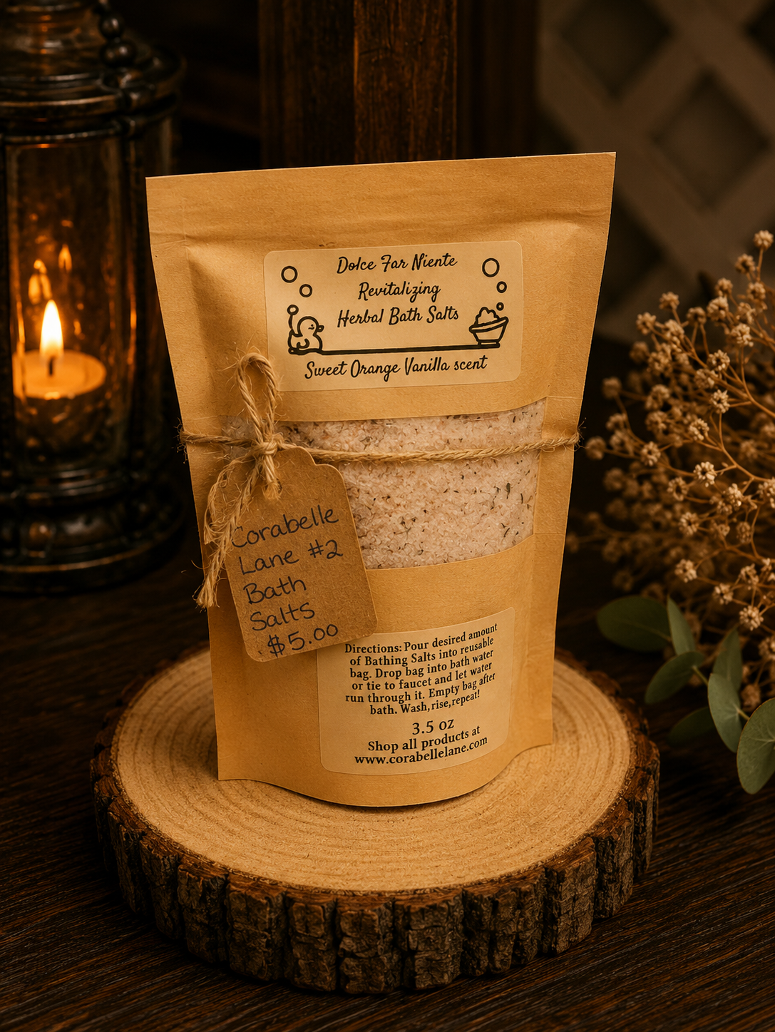 Sweet Orange Vanilla Herbal Bath Salts Epsom & Himalayan Salt Soak