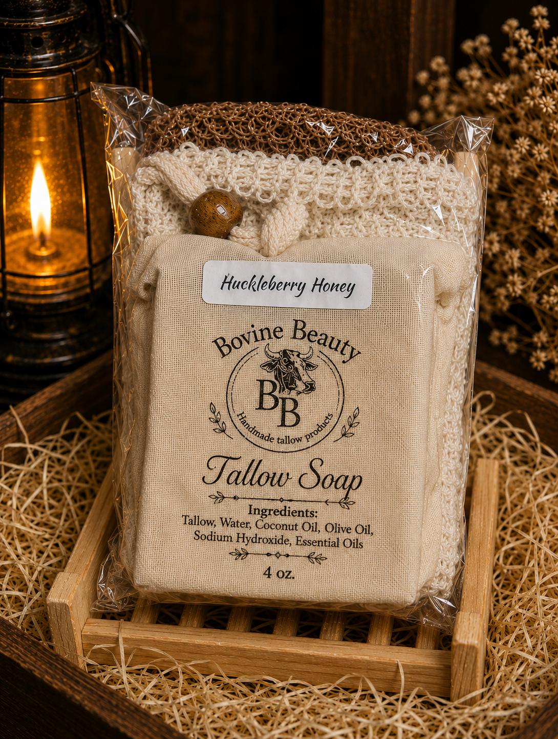 Huckleberry Honey Soap Gift Set with Exfoliating Soap Saver Bag
