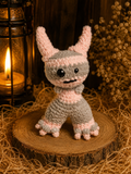 Handmade Crochet Mini Monster Plush Pink and Gray Stuffed Plush Toy