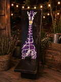 Hand-Painted Purple Giraffe Viking Chair Handcrafted Wooden Accent Chair