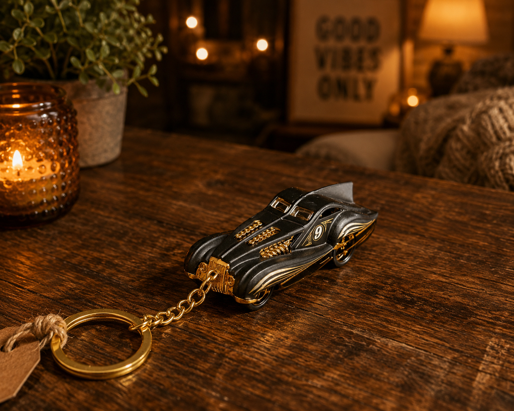 Black Hot Rod Car Keychain