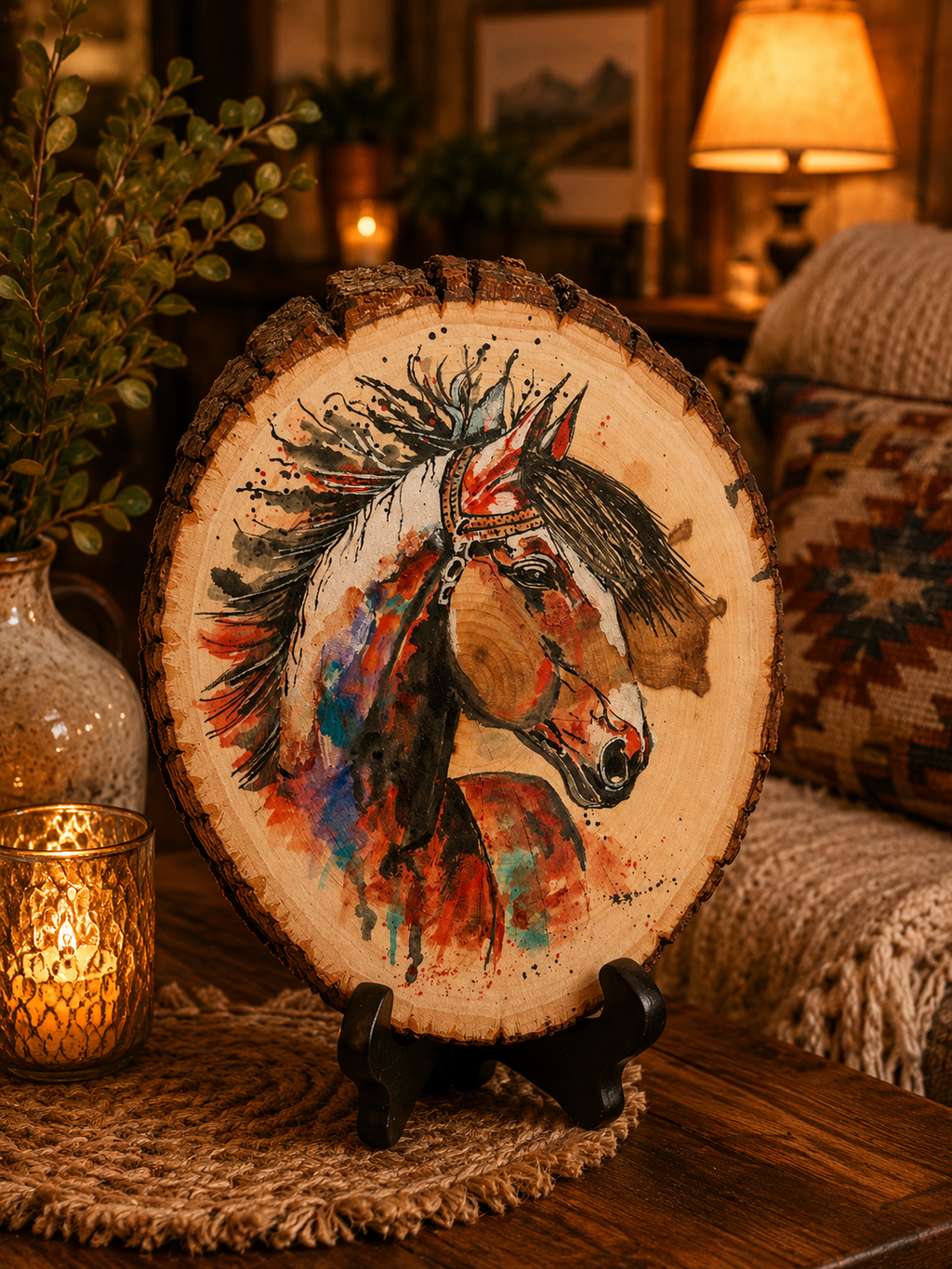 Hand-Painted Horse Wood Wall Art Western Rustic Decor