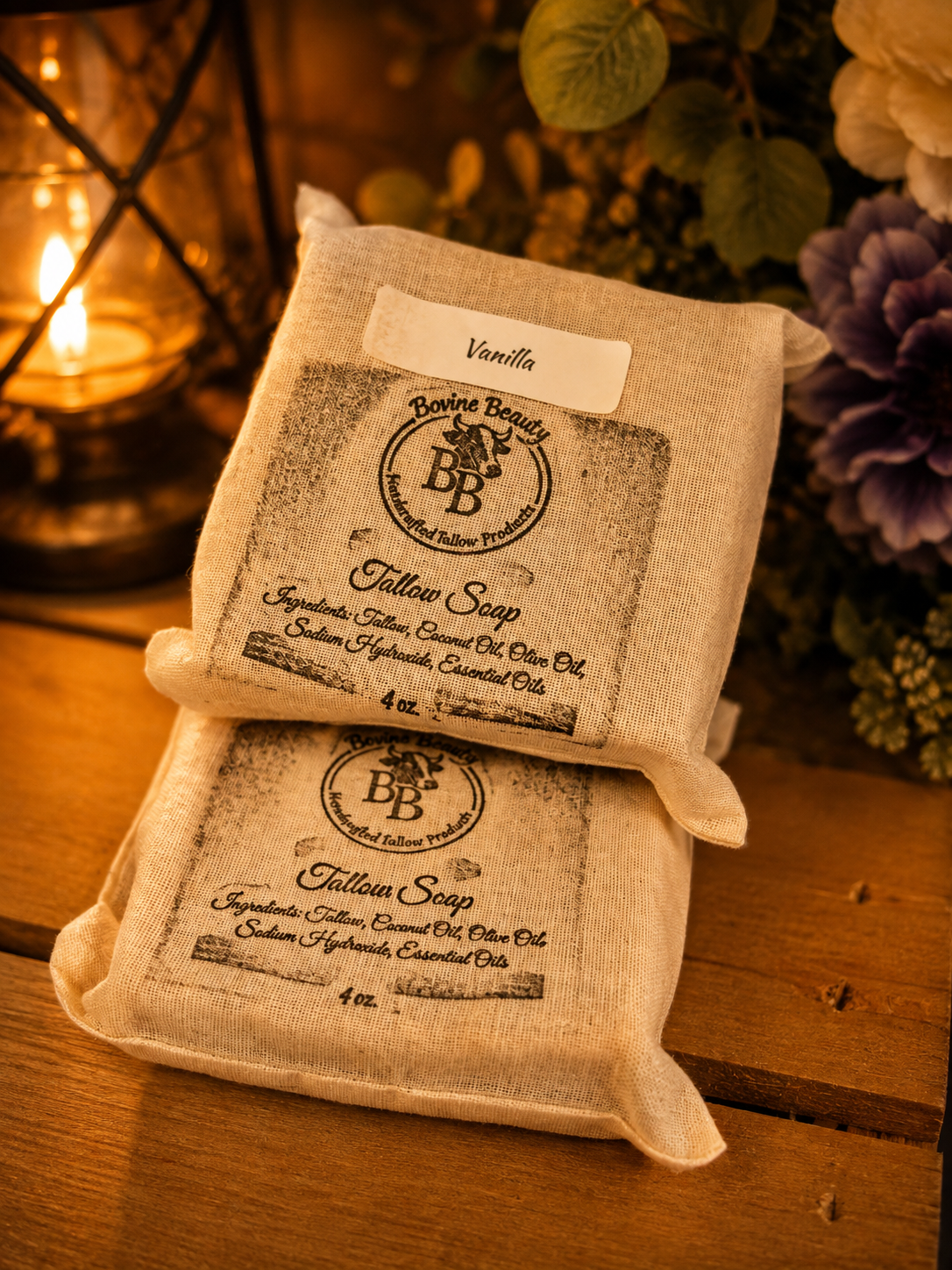 Vanilla Tallow Soap Handcrafted Natural Soap Bar 4 oz
