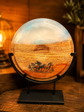 Western Horse Resin & Wood Decorative Mantel Display with Stand