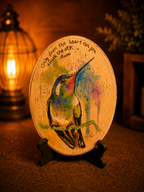 Hand-Painted Hummingbird Wood Wall Art with Rumi Quote