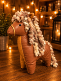 Handcrafted Leather Horse Purse – Brown Pony with Cream & Brown Curly Mane