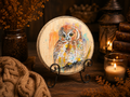 Hand-Painted Owl Wood Slice Wall Art Original Woodland Painting