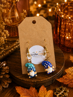 Blue & Teal Gnome Dangle Earrings Whimsical Polka Dot Gnome Jewelry