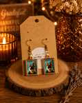 German Shepherd Portrait Dangle Earrings Gold Tone Dog Lover Jewelry