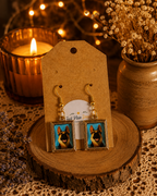 German Shepherd Portrait Dangle Earrings Gold Tone Dog Lover Jewelry