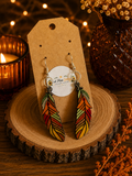 Colorful Boho Feather Dangle Earrings Fall Autumn Statement Jewelry
