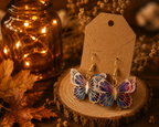 Colorful Layered Butterfly Dangle Earrings Blue, Purple & Pink