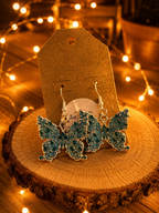 Turquoise Blue Filigree Butterfly Dangle Earrings