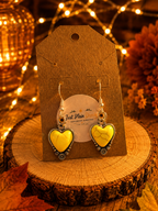 Yellow Heart & Floral Dangle Earrings