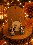 Black & White Dog Bow Tie Dangle Earrings