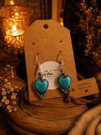 Turquoise Heart Western Floral Dangle Earrings